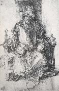 Albrecht Durer An orinetal Ruler Enthroned with traces of the artist-s monogram painting